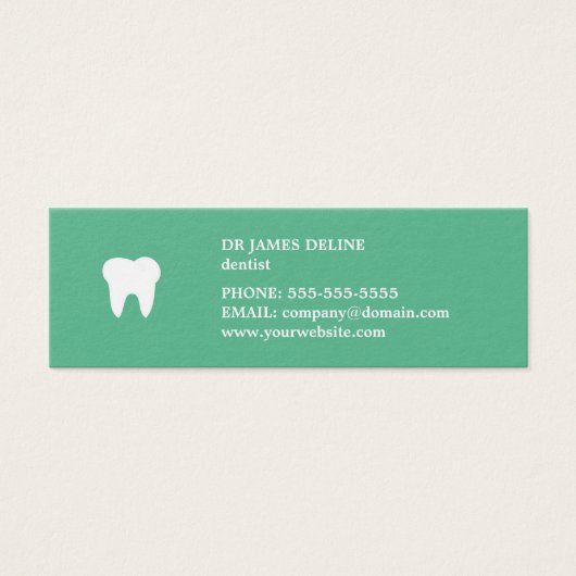 Simple Clean Green White Dentist Appointment Card (Front)