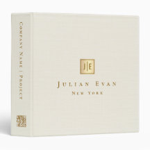 Simple Clean Ivory White Gold Qr code Monogram