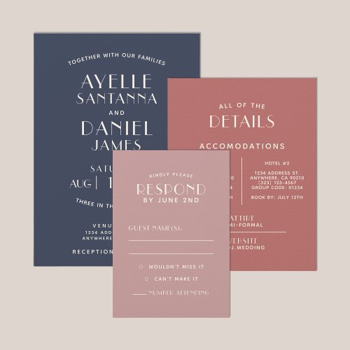 Simple Clean Minimal Blush Ecru Wedding RSVP Cards