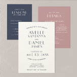 Simple Clean Minimal Ecru Navy Wedding Invitation<br><div class="desc">Minimalist Simple Clean Contemporary Wedding Invitations. Deep midnight navy blue ink, printed on creamy ivory colored ecru paper (or the cardstock of your choosing). All text is customizable. **PLEASE NOTE: This stationary suite was designed with intentions that each component would be presented with a different color background — but feel...</div>