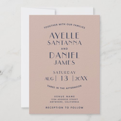 Simple Clean Minimal Sepia Rose Wedding Invitation