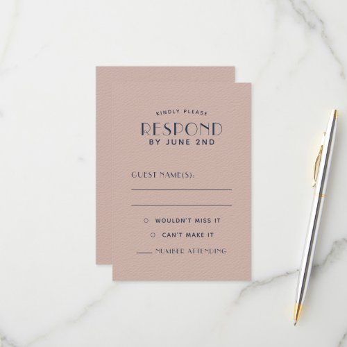 Simple Clean Minimal Sepia Rose Wedding RSVP Cards