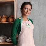 Simple, Clean & Minimal Style Bakery Cake Logo Apron<br><div class="desc">Simple, clean, and minimal style bakery pink strip apron featuring our baker's cake & cake stand with leaf branches framing. Personalize with the company name. A simple, chic, and stylish apron. Perfect for the home baker, bakery, entrepreneur baker, chef, caterer, and much more. All artwork and logos contained in our...</div>