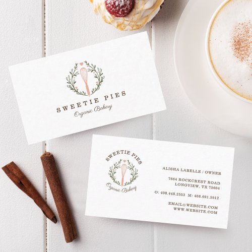 Simple Clean  Minimal Style Bakery Whisk Logo Business Card