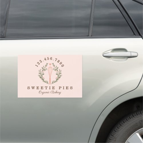 Simple Clean  Minimal Style Bakery Whisk Logo Car Magnet