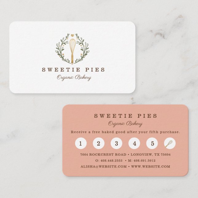 Simple, Clean & Minimal Style Bakery Whisk Logo Loyalty Card (Front/Back)