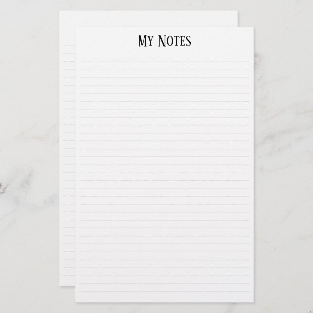 Simple Clean Minimalist Dotted Lines personalize Stationery (Front/Back)