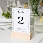 Simple Clean Minimalist Elegant Classy Frame White Table Number<br><div class="desc">Elevate your wedding decor with our Double-Sided Clean Minimalist Straight Lines Frame Table Number Card, a perfect blend of simplicity and modern elegance. Crafted in a sleek white design featuring a subtle straight-line frame, this template offers a timeless style that complements contemporary and minimalist wedding themes. Fully customizable online, it’s...</div>