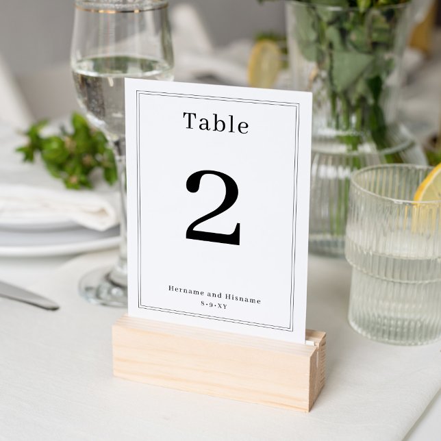 Simple Clean Minimalist Elegant Classy Frame White Table Number (Creator Uploaded)