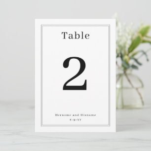 Simple Clean Minimalist Elegant Table Number Card
