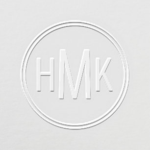Simple Clean Monogram 3 Initials Embosser