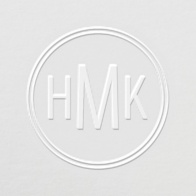 Simple Clean Monogram 3 Initials Embosser (Design)