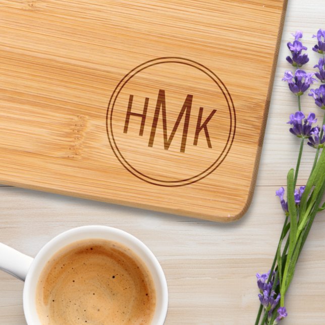 Simple Clean Monogram 3 Initials Engraved Cutting Board (Creator Uploaded)
