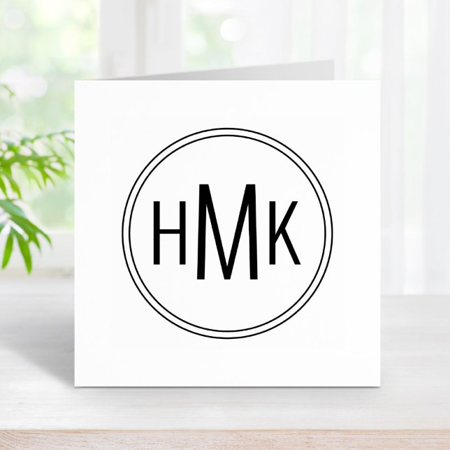 Simple Clean Monogram 3 Initials Rubber Stamp (Creator Uploaded)