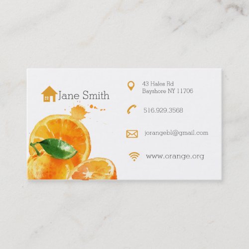 Simple clean orange fruit  business cards