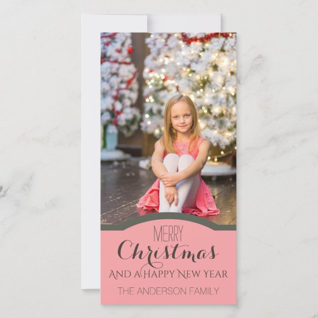 Simple Clean Pink Christmas Holiday Photo (Front)