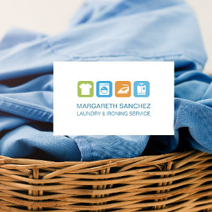Simple Clean Professional Laundry Ironing Service Business Card