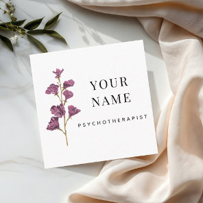 Simple & Clean Psychotherapist Counselor Flower Square Business Card