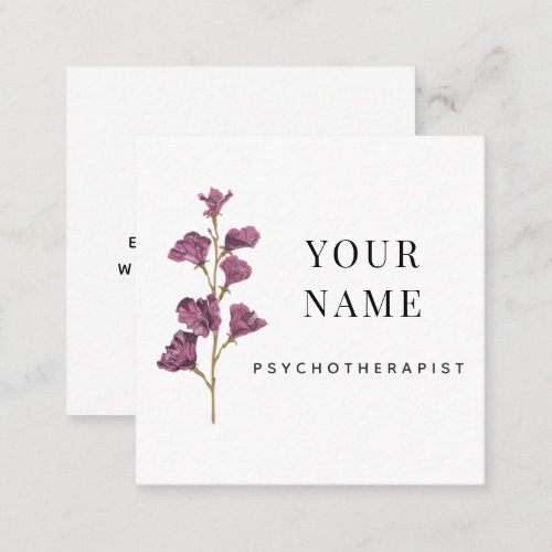 Simple  Clean Psychotherapist Counselor Flower Square Business Card