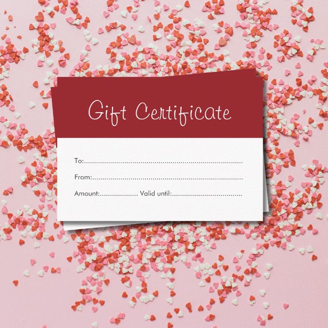 Simple Clean Red White Beauty Gift Certificate (Creator Uploaded)