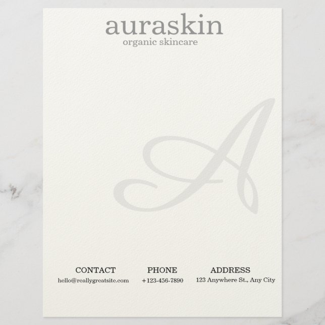 Simple Clean Skincare Letterhead for Beauty Brands (Front)