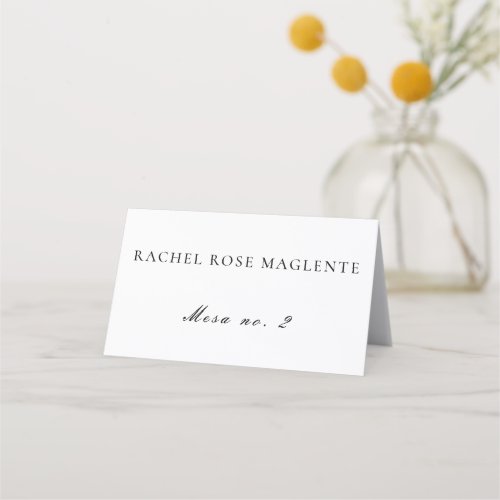 Simple Clean Spanish Language Boda Wedding Place Place Card