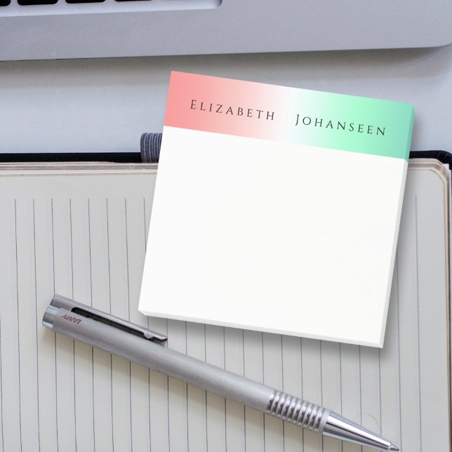 Simple Clean Stylish Red Green White Gradient Name Post-it Notes (Creator Uploaded)
