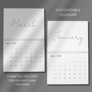 Simple Clean Typography Design Calendar