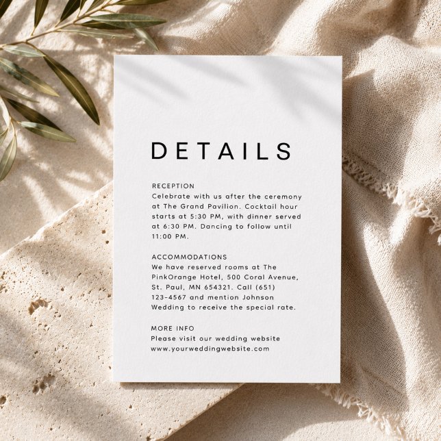 Simple Clean Ultra Minimal Wedding Details Enclosure Card (Creator Uploaded)