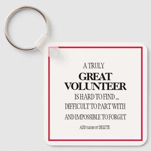 Simple clean volunteer appreciation keychain gift