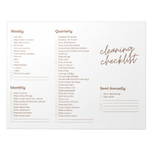 Simple Cleaning Checklist Notepad