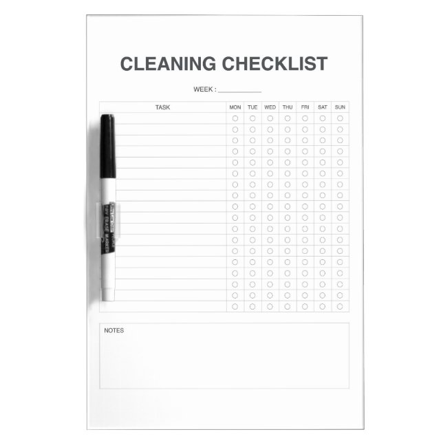 simple Cleaning Checklist Schedule Dry Erase Board (Front)