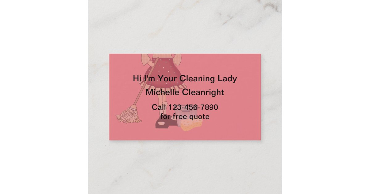 Simple Cleaning Lady Business Cards Zazzle