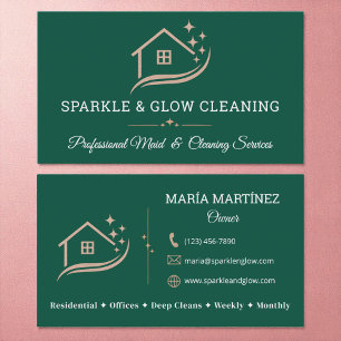 Simple Cleaning Service & Maid Logo Business Card