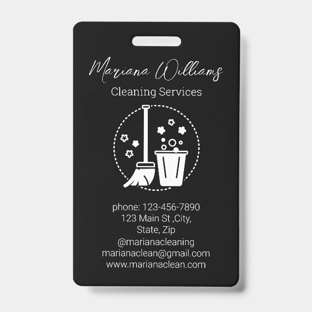  simple cleaning services logo black chic badge (Front)