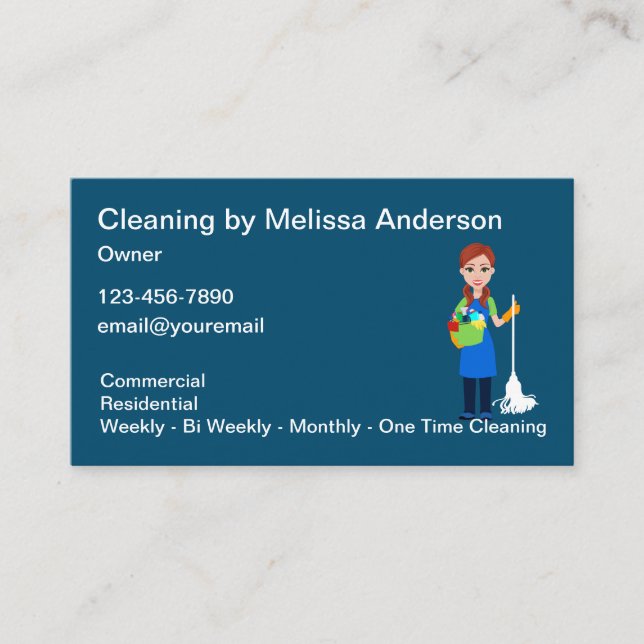 Simple Cleaning Services Modern Business Cards (Front)