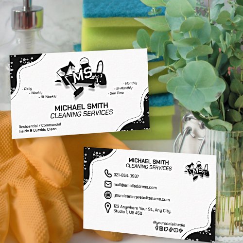 Simple Cleaning Services Professional Custom Logo Business Card