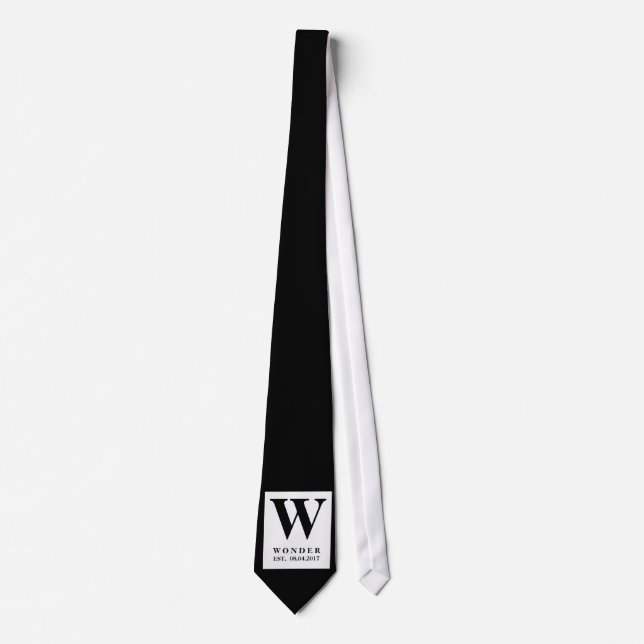 Simple Clear black minimalist Wedding  Neck Tie (Front)