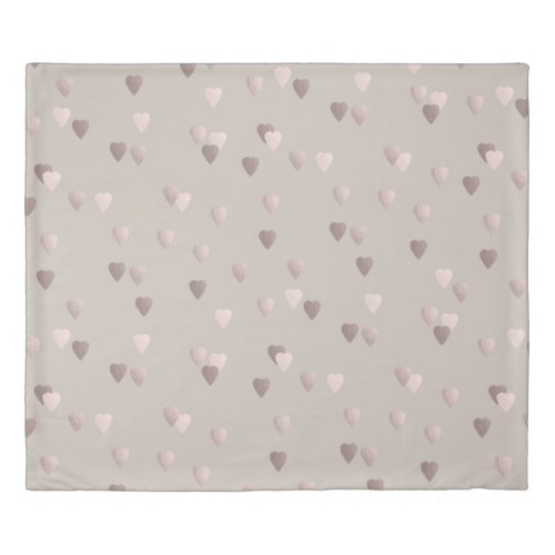 simple clear rose gold love hearts neutral duvet cover
