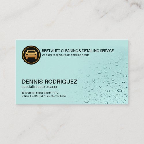 Simple Clear Water Drops Automotive Car Washer Business Card