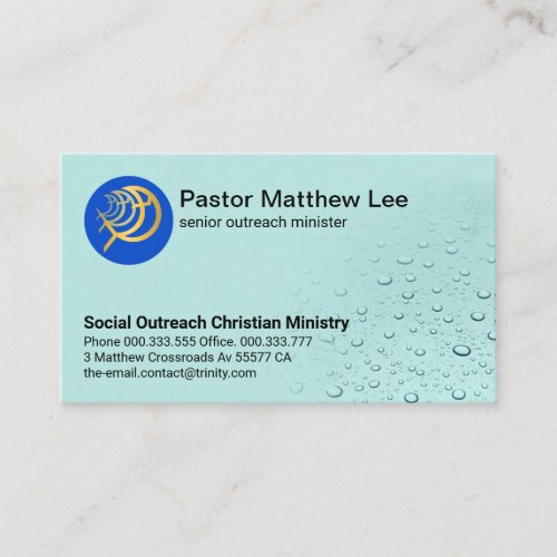 Simple Clear Water Drops Ichthus Fish Business Card