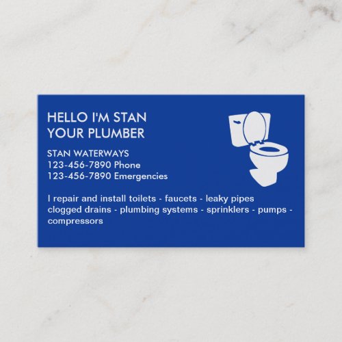 Simple Clever Plumber Business Cards