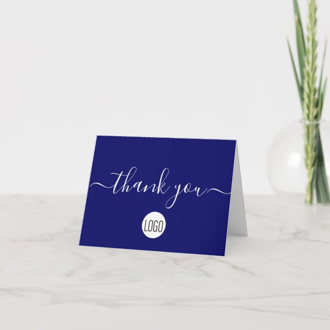 Simple Client Appreciation Blue White Chic Thank You Card (Front)
