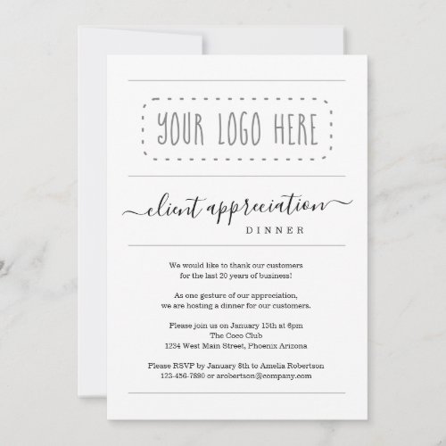 Simple Client Appreciation Dinner _ Add Logo Invitation