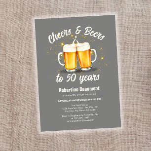 Simple Clinging Glasses Cheers Beers to 50 Years Invitation