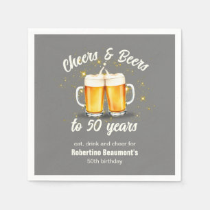 Simple Clinging Glasses Cheers Beers to 50 Years Napkins