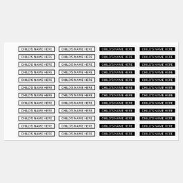 Simple Clothing Name Tags Black and White Kids' Labels