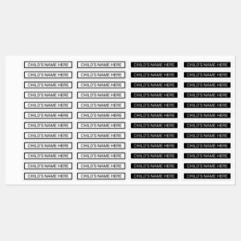 Simple Clothing Name Tags Black And White Kids' Labels by Ricaso at Zazzle