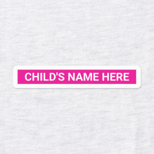 Simple Clothing Name Tags Black White Pink Kids' Labels