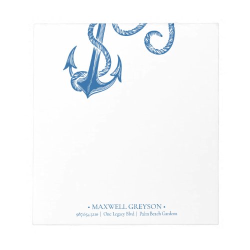 Simple Coastal Blue Anchor Notepad